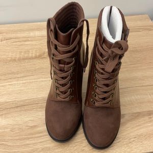 JUSTFAB lace up heel boots